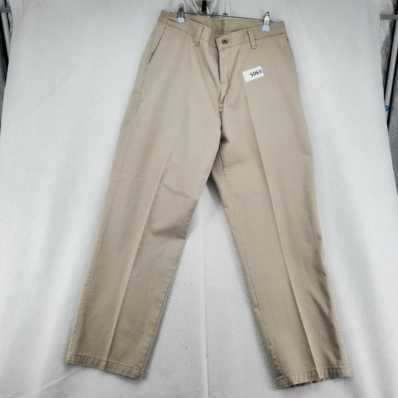 LEE Pants Men's Straight Leg Flat Front 100% Cotton Chinos Brown 33/30 - Picture 11 of 11